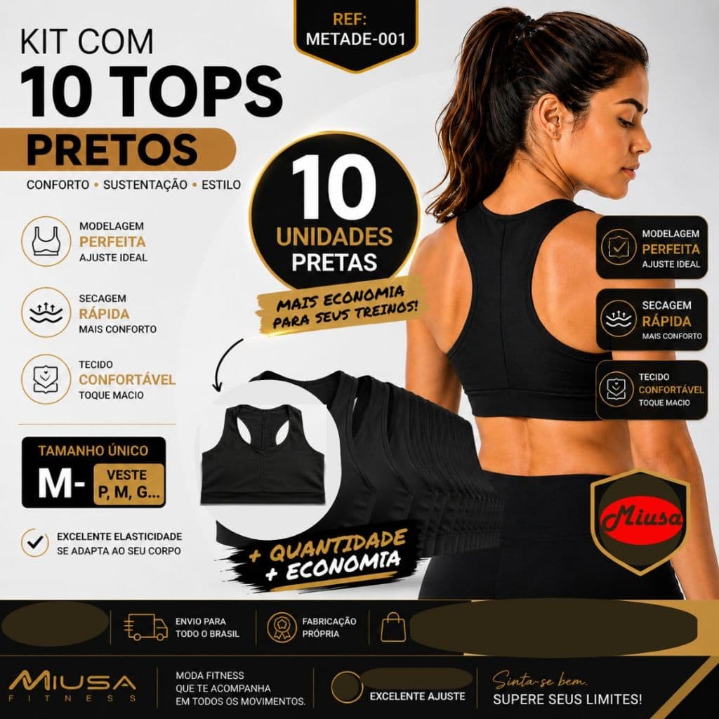 Kit 10 Top Academia Miusa Sport Treino Roupas Esportivas Moda Feminina Fitness