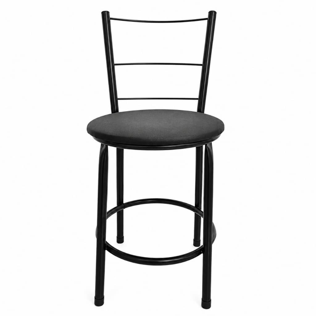 Banqueta Baixa 3 Arames com Encosto Assento em Corino para Área Gourmet Bistrô Cozinha 45cm