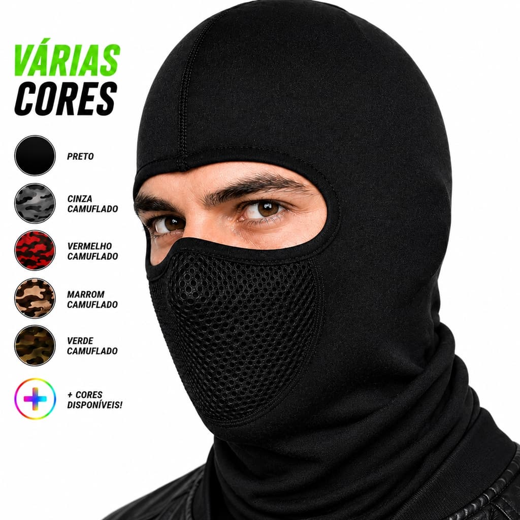 Balaclava Touca Ninja Moto Máscara Motoqueiro Motoboy Protege Do Sol Respirável Resistente