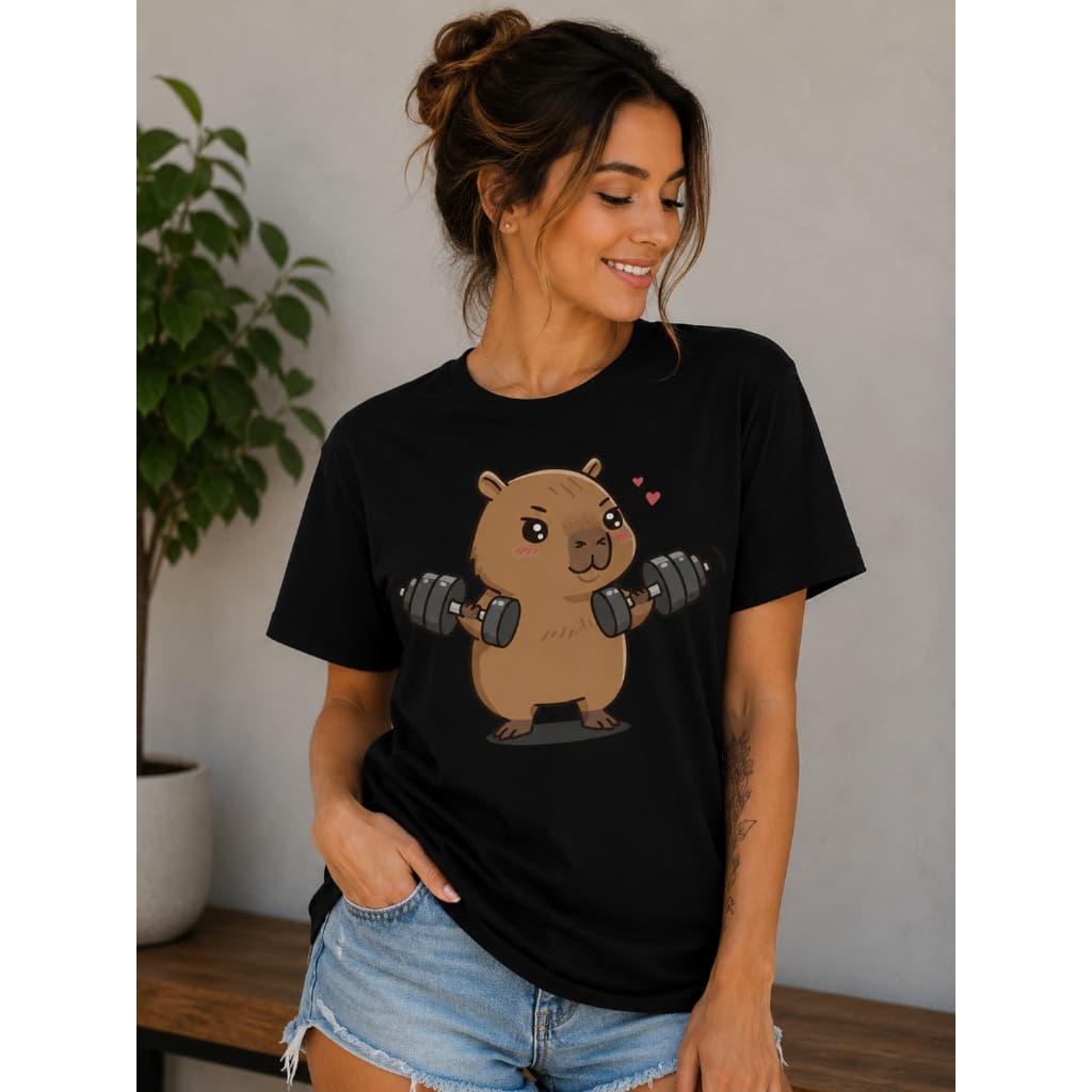 Camiseta Feminina T-shirt Algodão Básica Gola Redonda Love Capivara