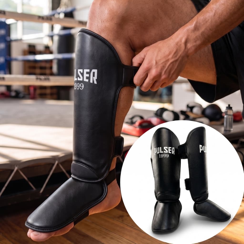 Caneleira Muay Thai Kickboxing Mma Luta Profissional Pulser Par Canela E Pé Tíbia Anatômica Treino Protetor Adulto