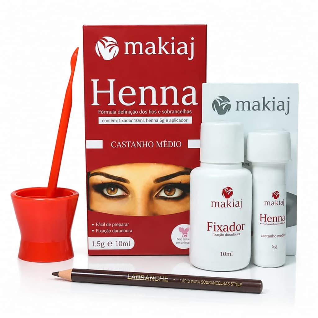 Kit Design de Sobrancelhas Henna Makiaj + Lápis LABRANCHE Longa Duração
