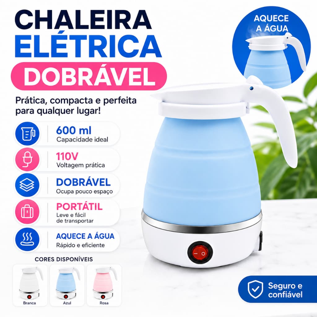 Chaleira Elétrica De Silicone Retrátil Dobrável 600ml Para Café Chá Leite Viagem 110V