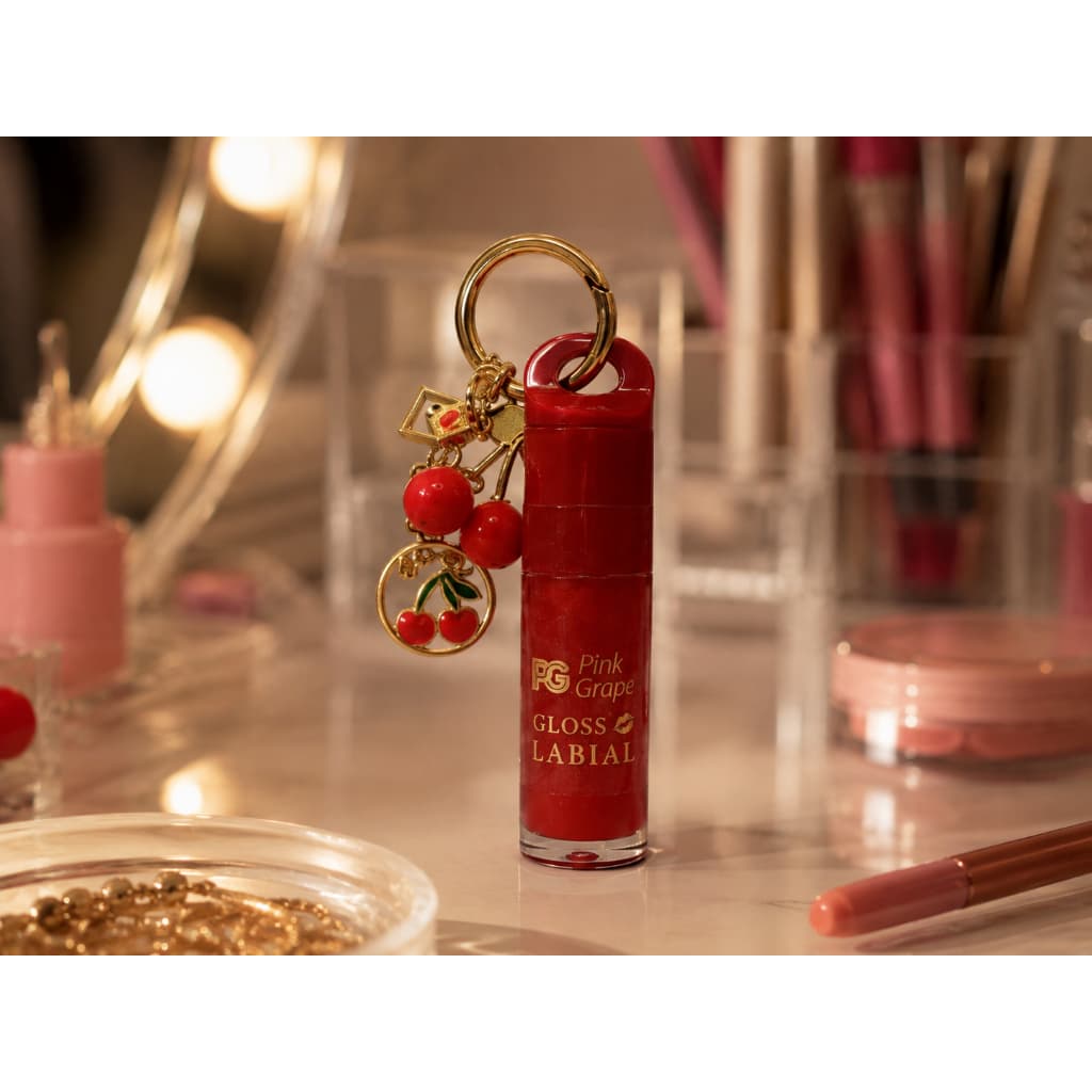 Gloss Labial Cherry Bomb com Chaveiro de Cereja – Brilho Espelhado e Tendência