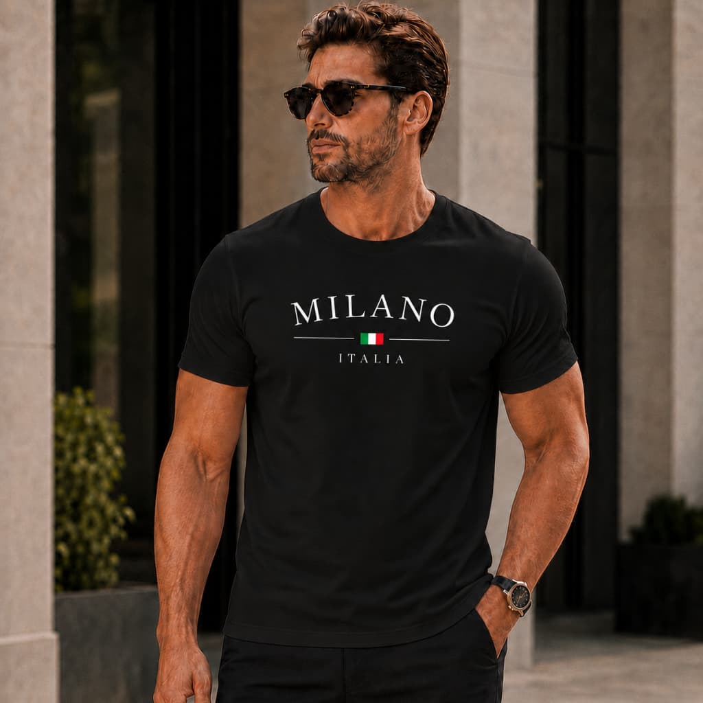 Camiseta Masculina Básica Milano Camisa Masculina Básica Milano Elegante