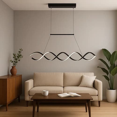 Lustre Pendente LED DNA Ondulado Luminária Espiral Infinito Moderno 40W – Preto ou Dourado