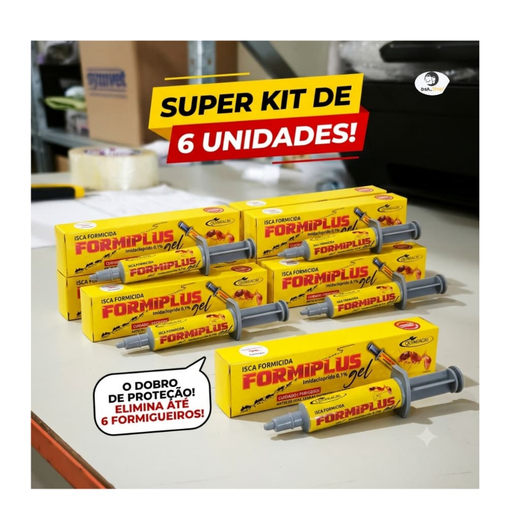 Formicida Formiplus Gel kit c/ 6 10g Quimiagri para Eliminar Formigas Doceiras