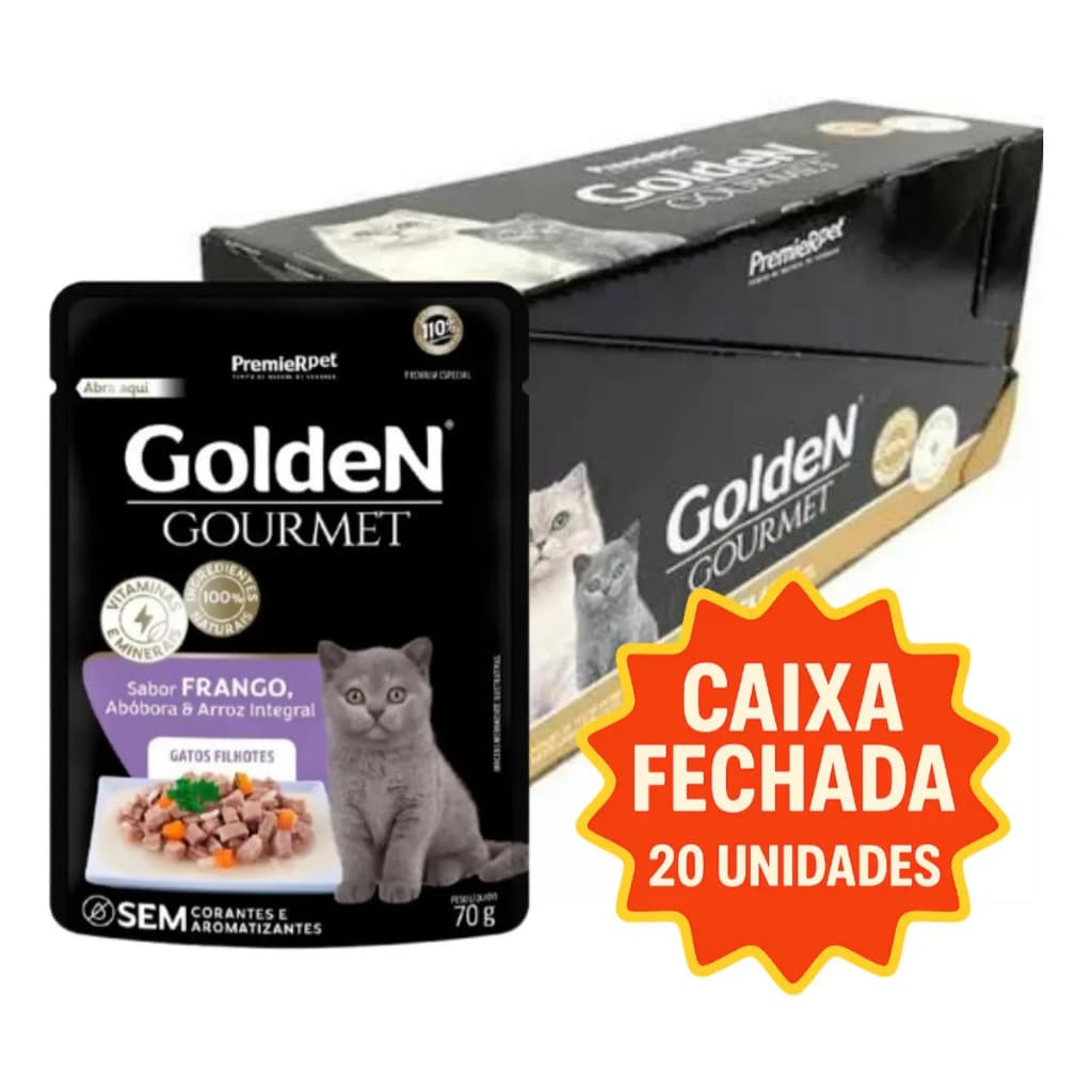 Kit 20 Sachês Golden Gourmet Gatos Filhotes Frango 70g OFERTA PROMOCIONAL