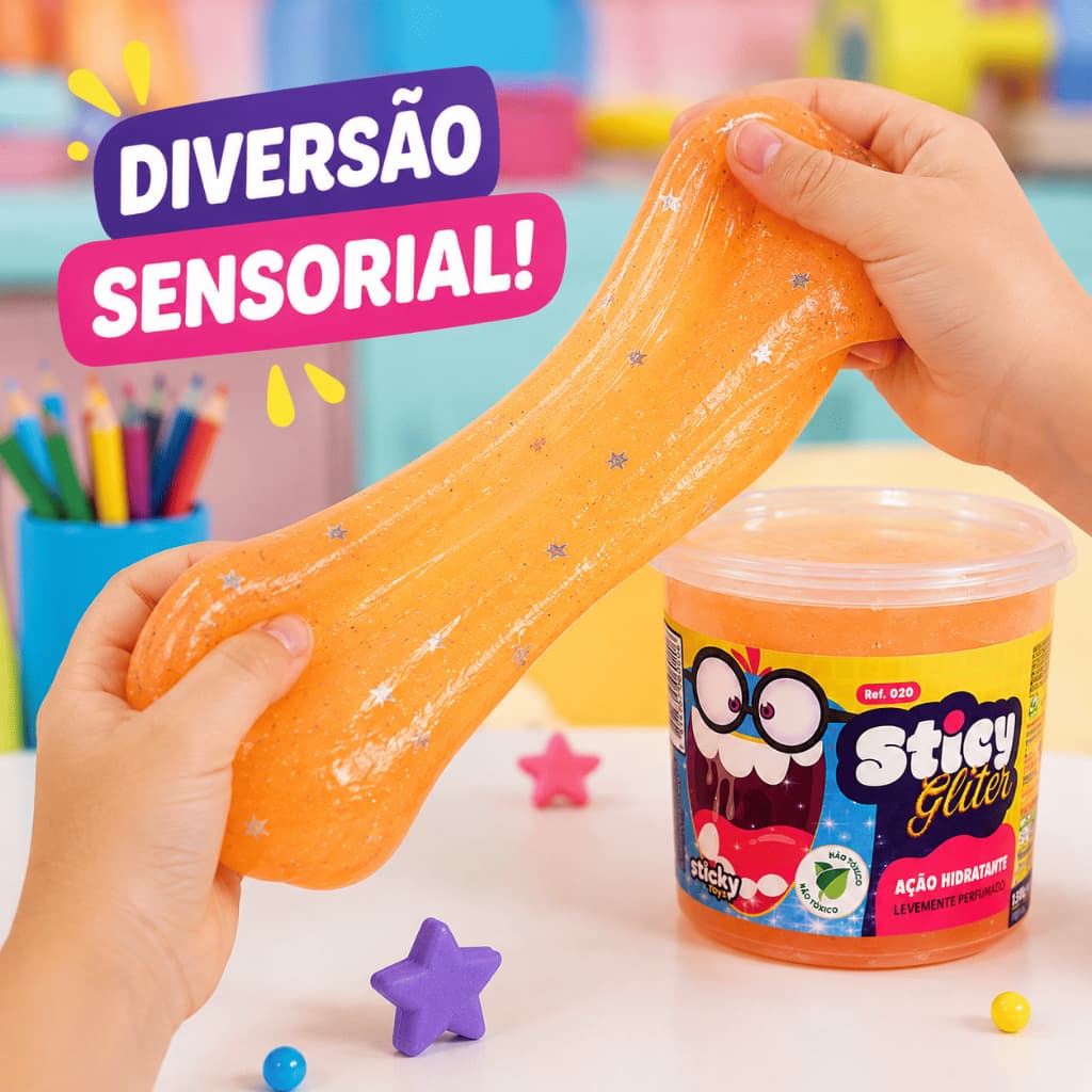 Slime Geleca Colorida Com Glitter 130g Infantil Sortida Brinquedo Sensorial