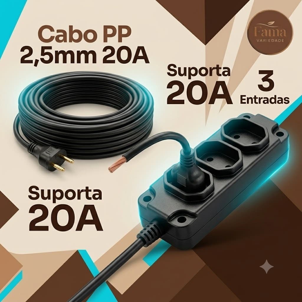 Extensão Elétrica Reforçada Cabo PP 2,5mm  Alta Potência