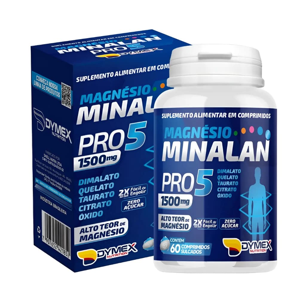 5 MAGNÉSIO MINALAN PRO 1500MG CX 60 CPR DYMEX