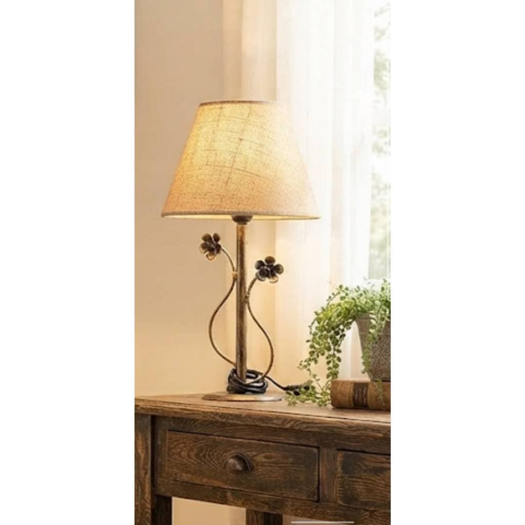 Abajur m de ferro flor sala quarto decoraçao Luminaria com cupula tnt cafe com leite
