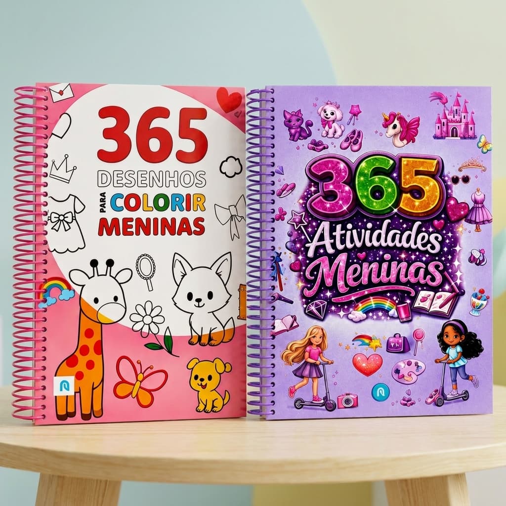 Kit 2 Livros Atividades e Desenhos Meninas Espiral presente para menina concentração e criatividade