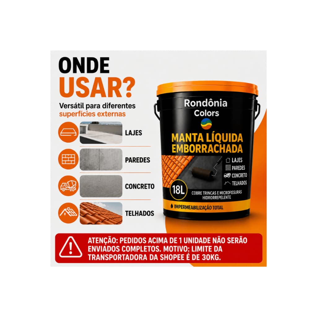 Tinta Emborrachada 18kg Parede Telhado Anti Infiltração Cobertura Flexível Externa Laje Impermeável