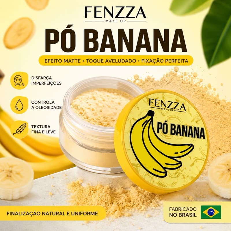 Pó Banana Fenzza 15g - Finalizador Matificante e Acabamento Impecável