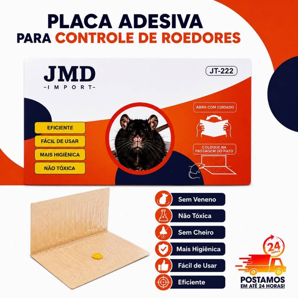 Kit 3/6 Placa Adesiva Controle de Roedores Sem Veneno Fácil de Usar