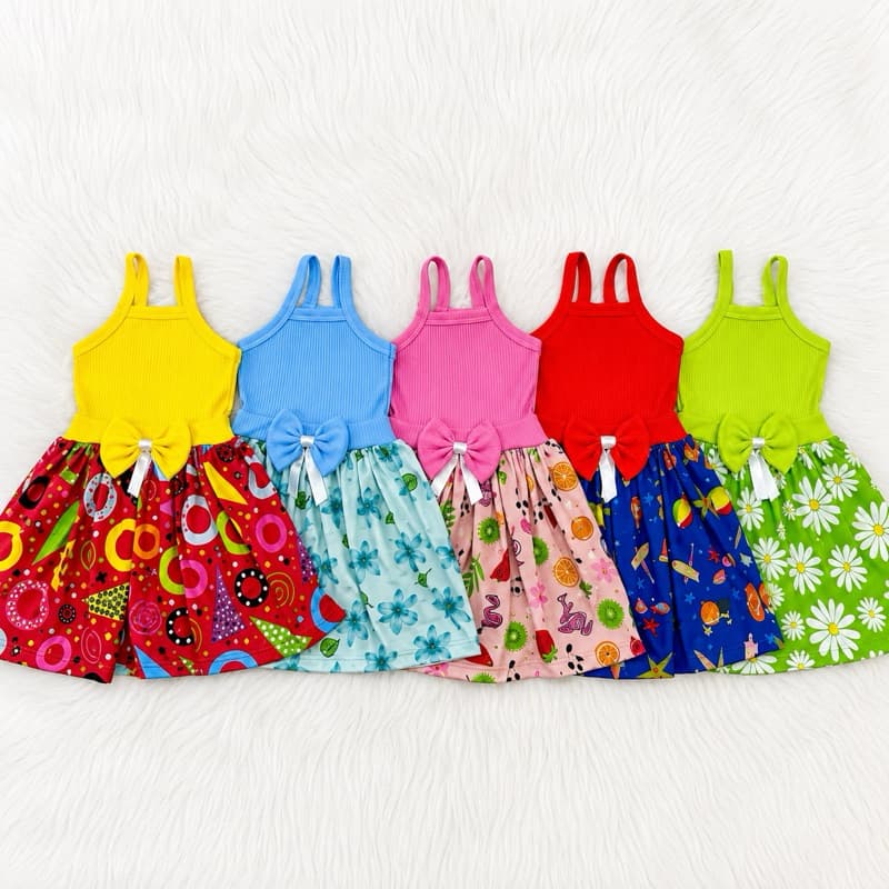 Kit com 5 Vestidos de Alça Verão Infantil de Menina