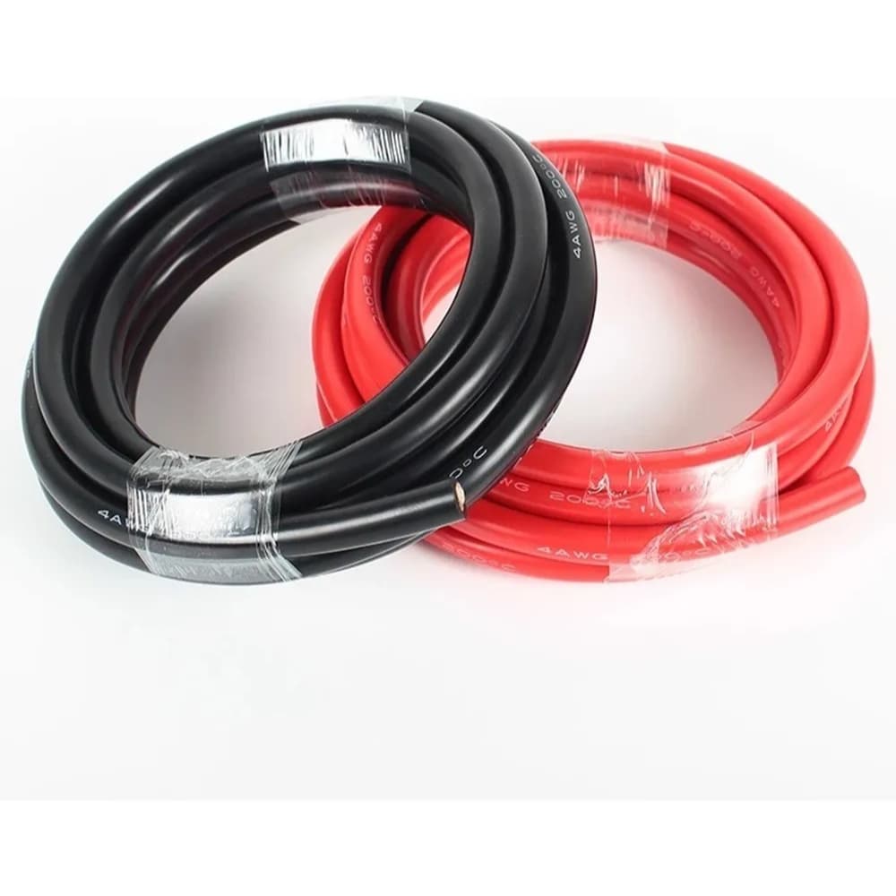 Cabo Flexivel 16mm 3metros vermelho e 3 metros preto som automotivo cabo chupeta grosso