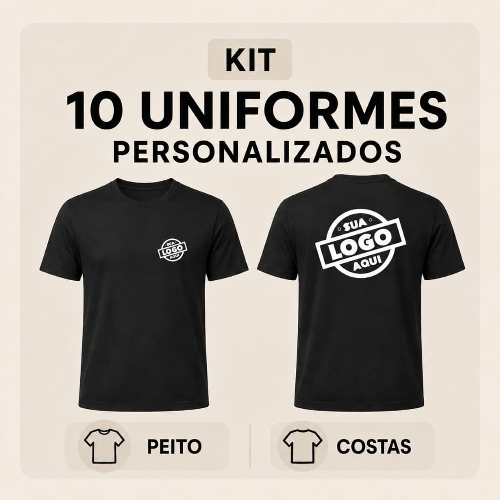 KIT 10 Camisetas Personalizadas no Peito e Costas com Sua Logo Ou Estampa Preferida - 100% Algodão