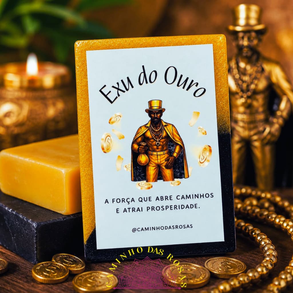 SABONETE ARTESANAL ENERGÉTICO EXU DO OURO DINHEIRO PROSPERIDADE