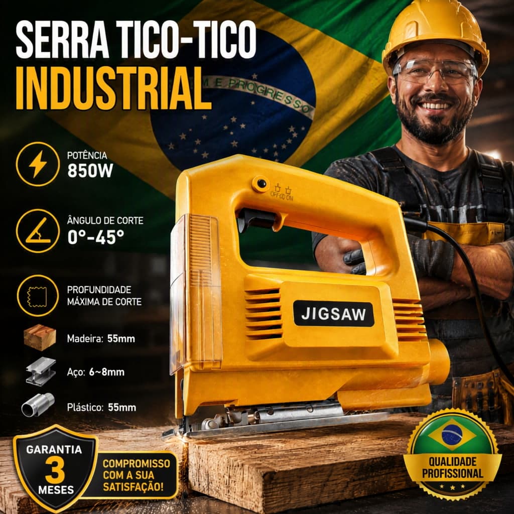 Serra Tico-Tico Elétrica 850W Profissional Corte Madeira Aço Plástico Ferramenta Multifuncional