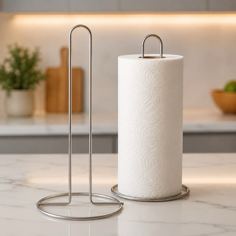 Suporte Porta Rolo Papel Toalha Aço Inox Vertical de Mesa