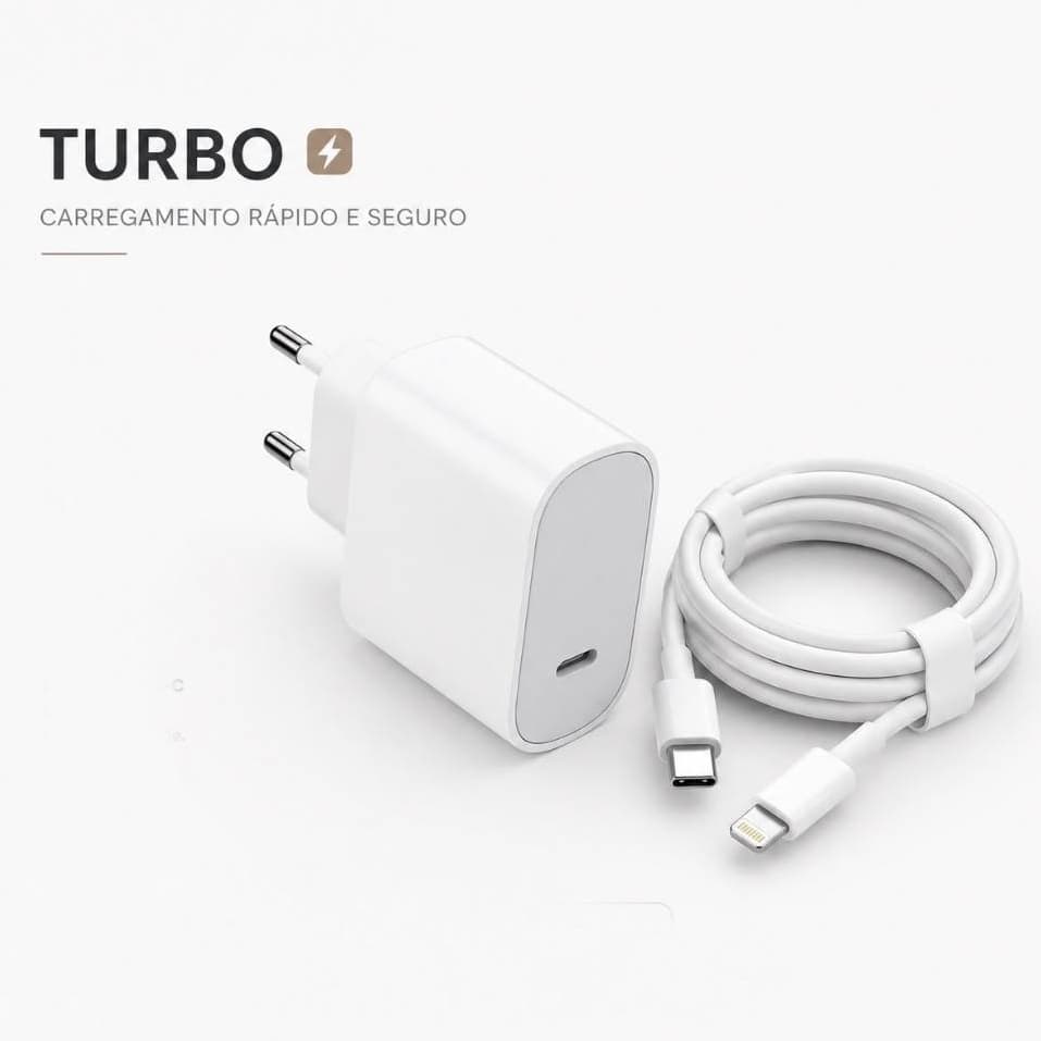 {ORIGINAL} Carregador Turbo 35W iPhone 15-16 & Android Tipo C Fio em Nilon Com Carregamento Rápido