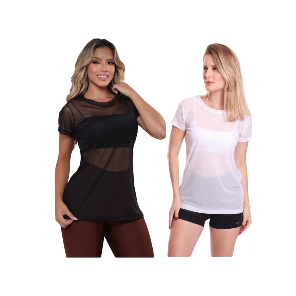 Kit 2 Blusas Feminina Tule Fitnes Academia