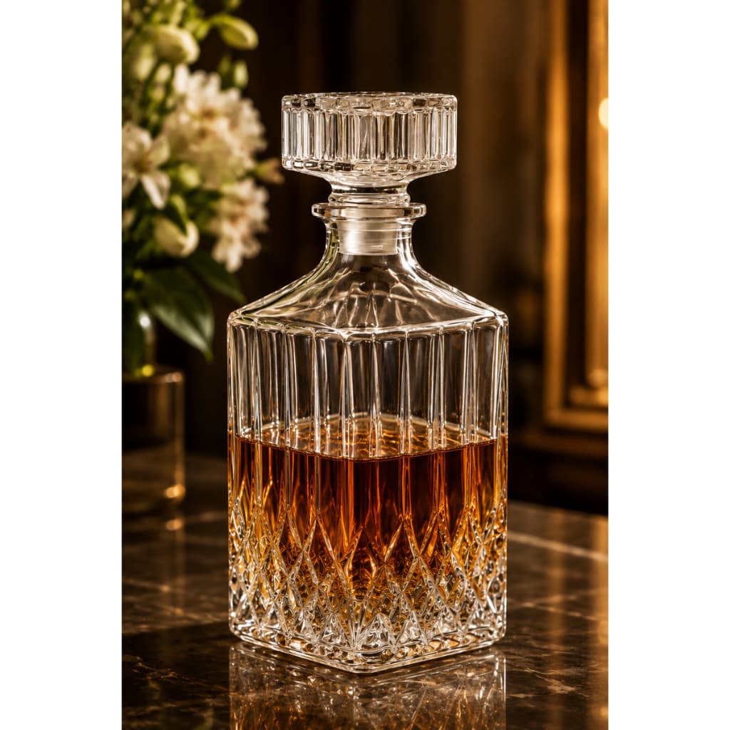 Licoreira De Vidro Lapidado Hermética 1 Litro Whisky Licor