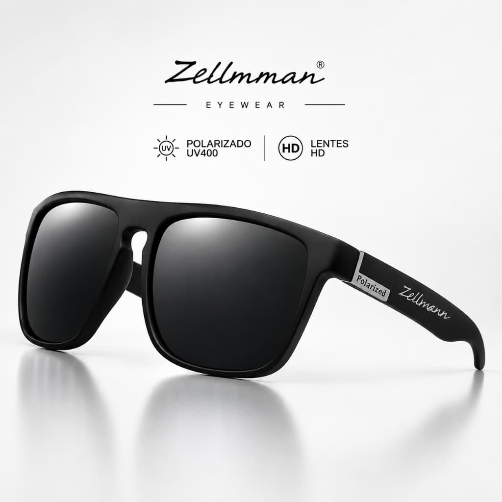 Óculos de Sol Polarizado Masculino Zellmman UV400 Lente HD TR90 Leve Esportivo Para Dirigir Praia