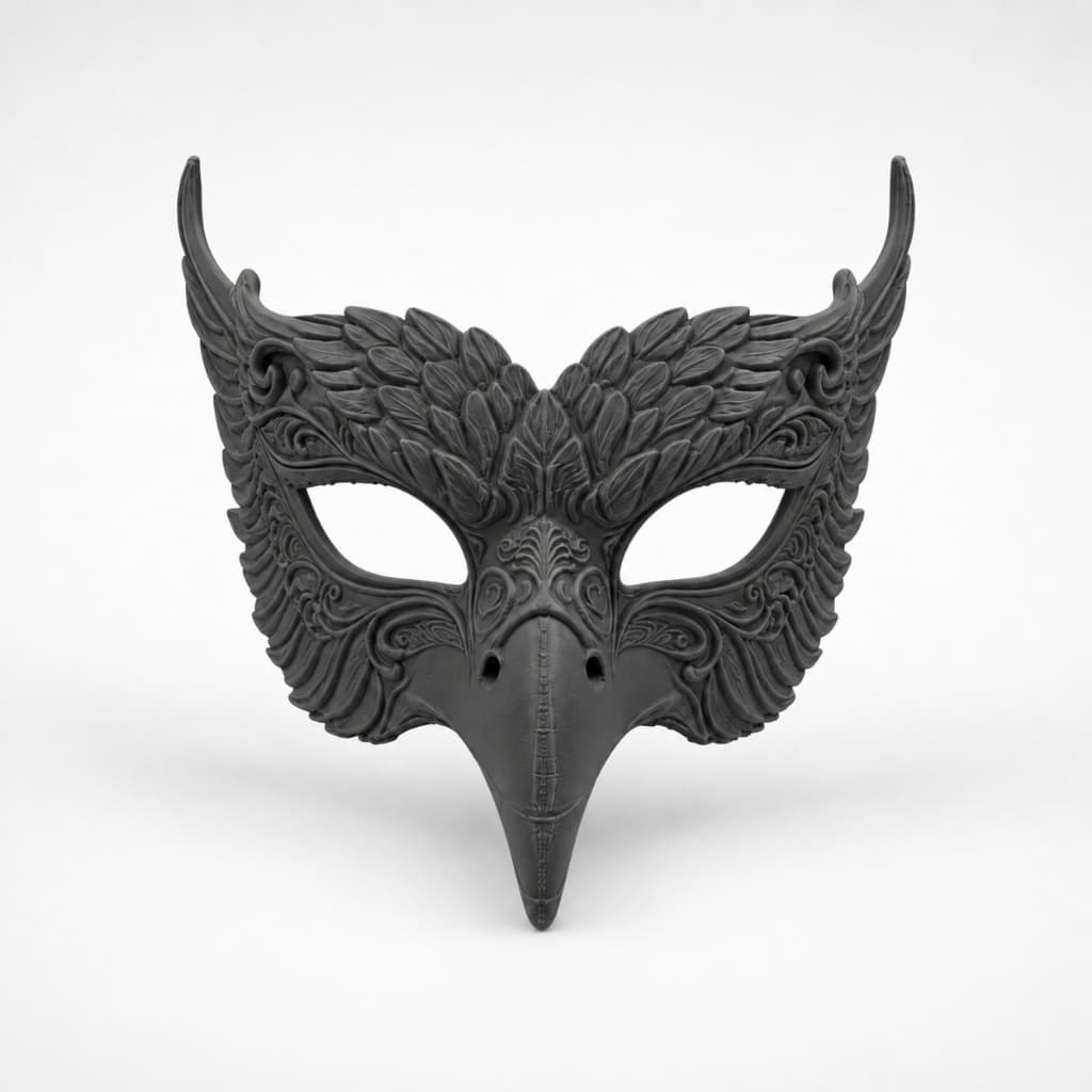 Máscara de Corvo Preta Veneziana Bico Águia Fantasia Halloween Carnaval Baile Cosplay Adulto Festa