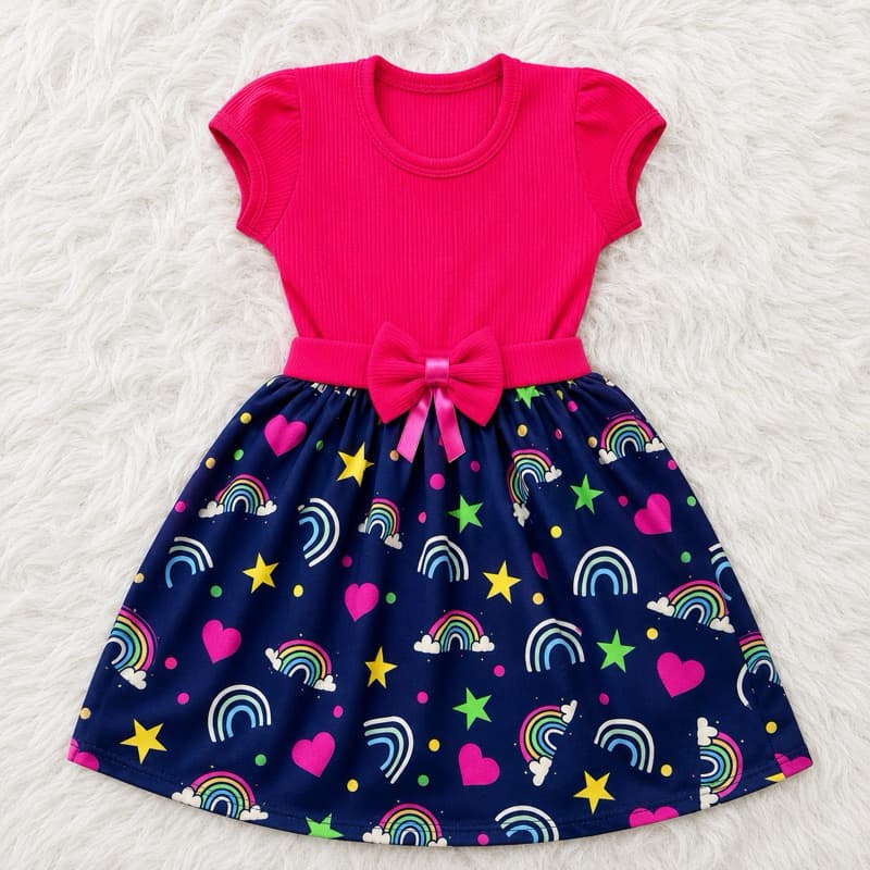 Vestido Festa Infantil Menina Temático Arco Íris