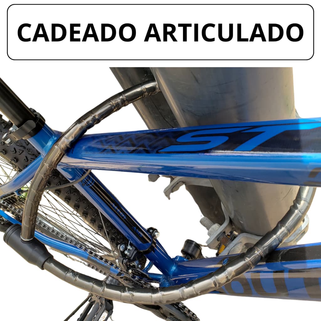 Cadeado Trava Articulado Bike Moto Portao Aco Reforcado 18mm x 1m GTA + 2 Chaves Envio Rapido