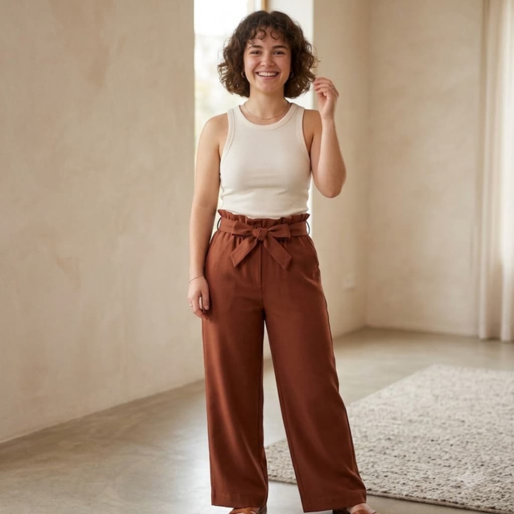 Calça Pantalona Juvenil em Alfaiataria com Amarração de Laço