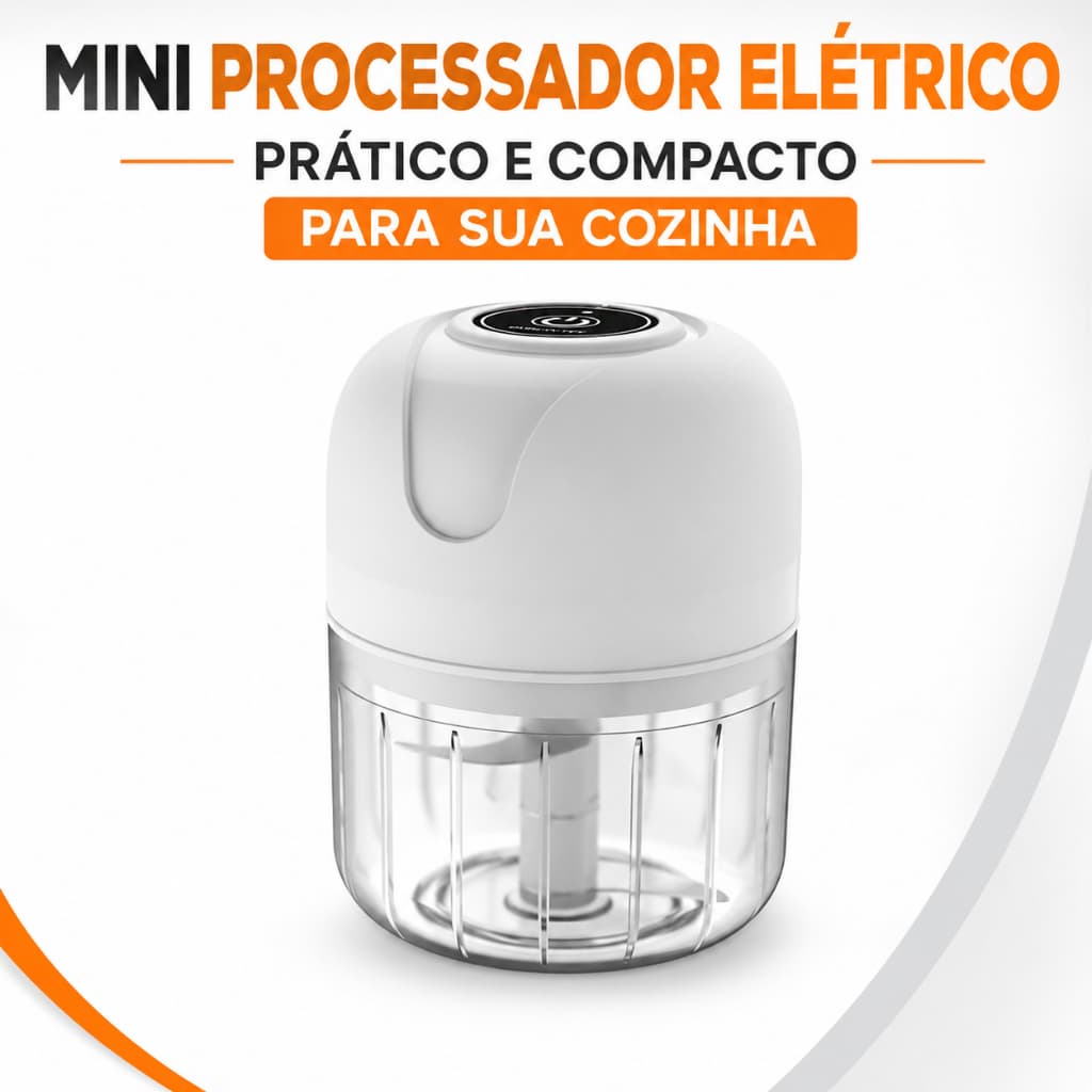 Mini Processador De Alimentos Elétrico USB Triturador Portátil 3 Lâminas Pica Alho Cebola Temperos Recarregável