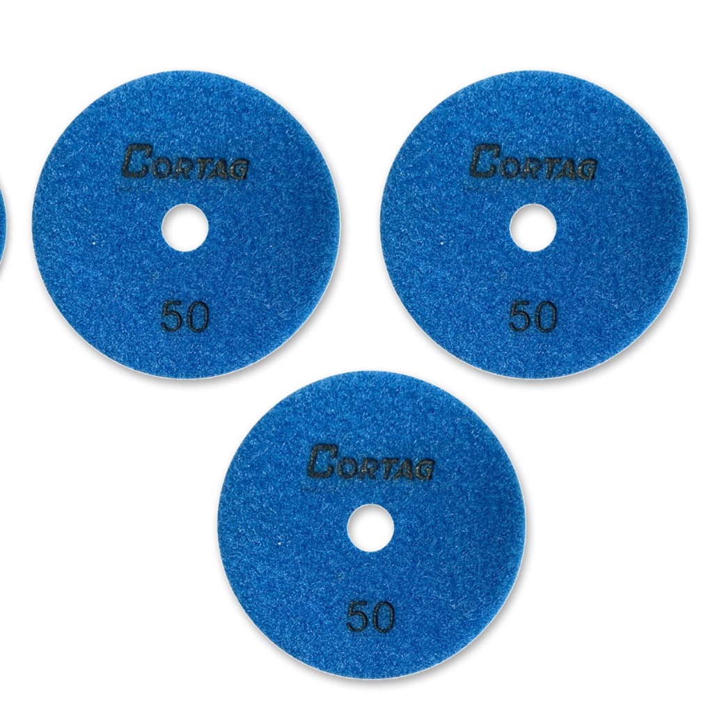 Kit 3 Discos Diamantados Cortag Brilho d'Água 100 mm G50 para Polir Mármore Granito e Bancadas Pro