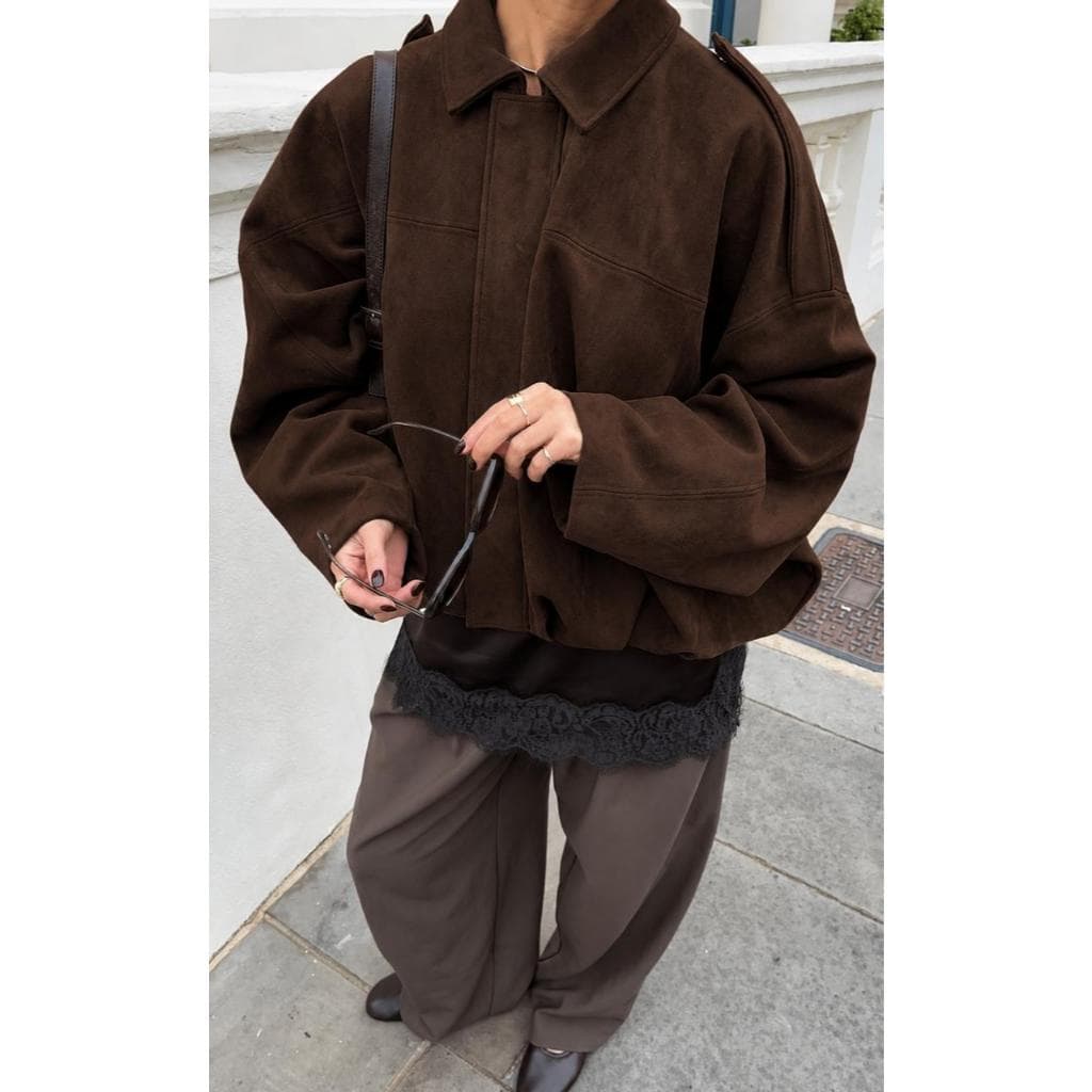 Jaqueta Feminina Bomber Inverno Suede Forrado Botões