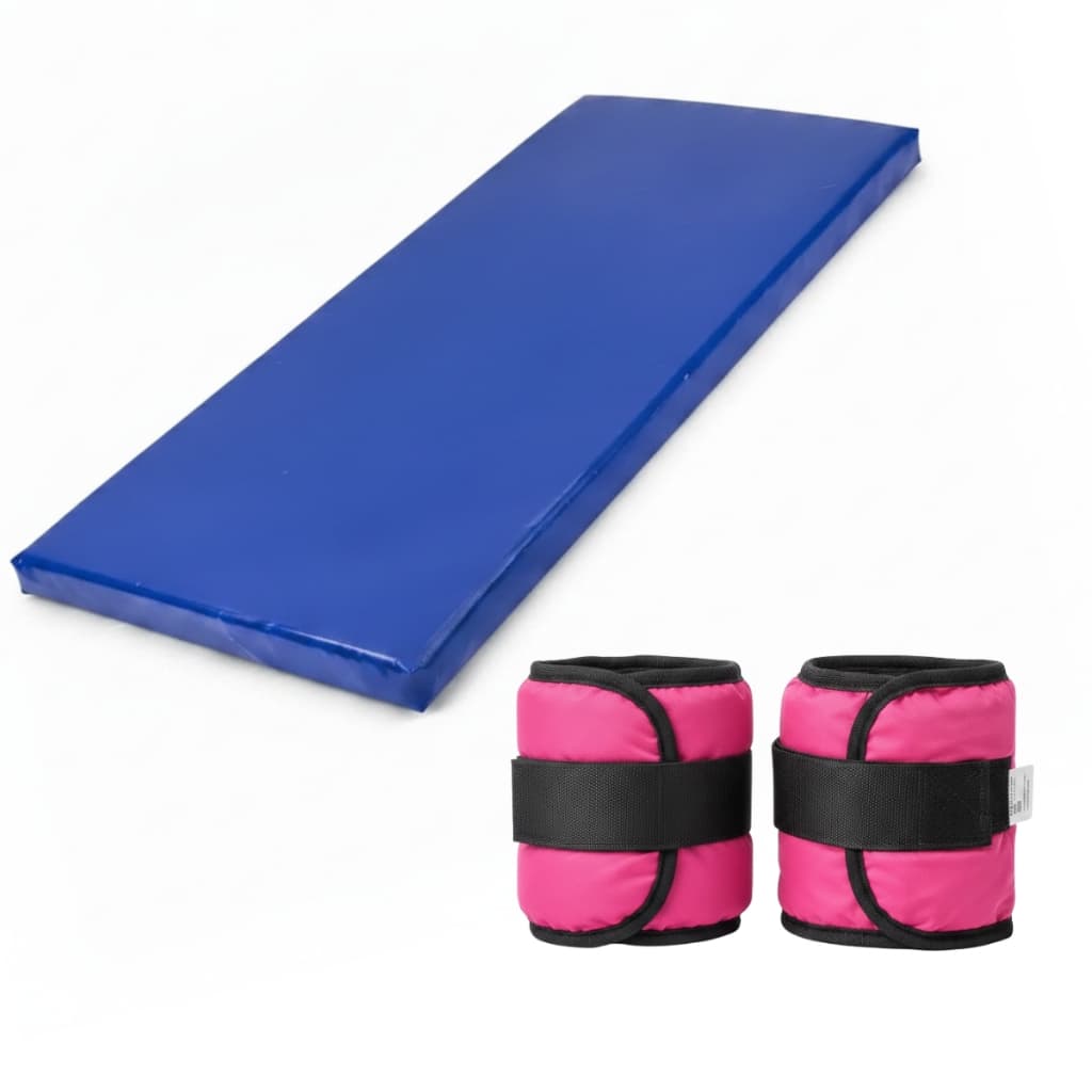 Par de Tornozeleiras Caneleira de Peso Variado + Colchonete Exercícios Tapete Yoga Espuma