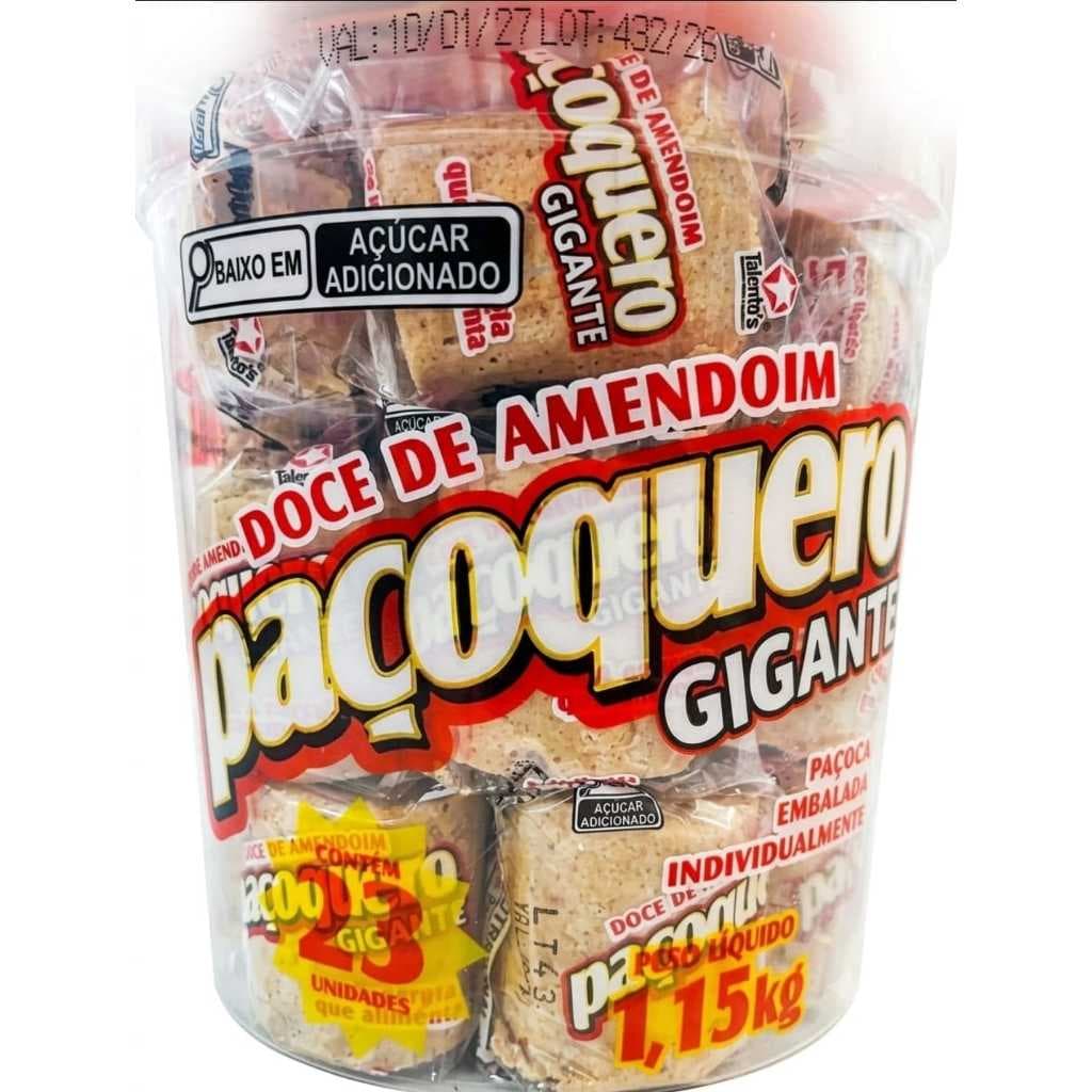 Paçoca Gigante rolhão Paçoqueiro 23 unidades 50g cada