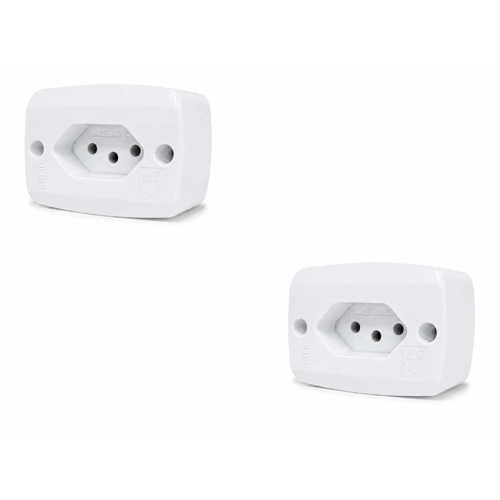 2pcs Tomada De Sobrepor Bipolar 2p+t 10a 250v 63140
