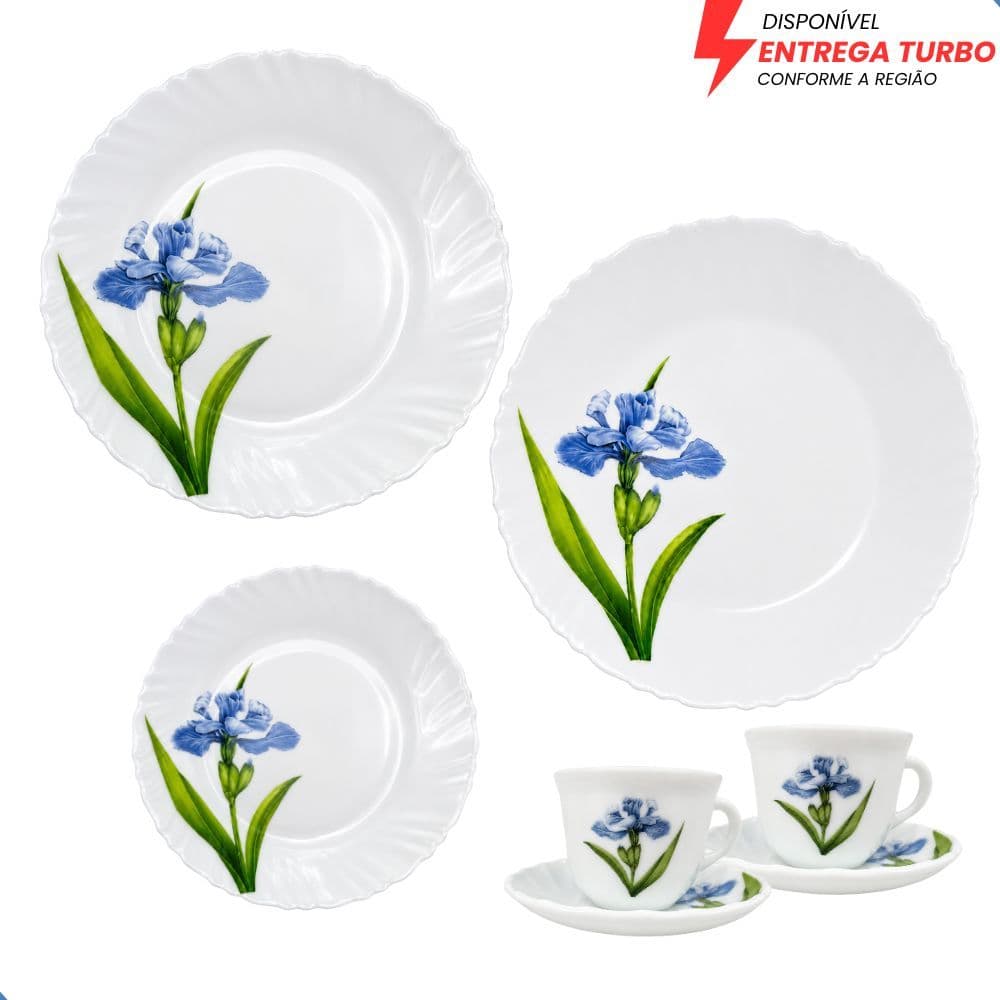Aparelho de Jantar Completo 20 Peças - Vidro Opaline Branco - Pratos Xícaras e Pires