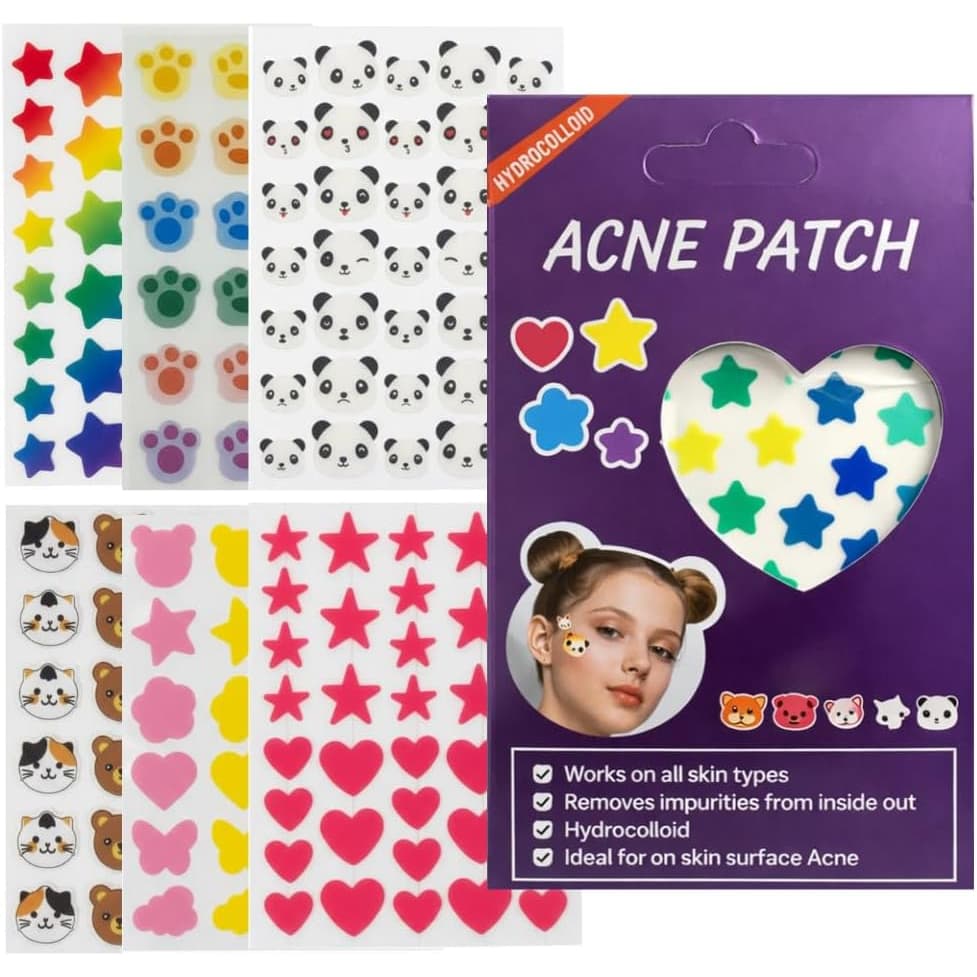 Adesivo Seca Espinha, AntiAcne, Colorido Diversos Modelos, Hidrocolóide Premium, Dia/Noite Secativo