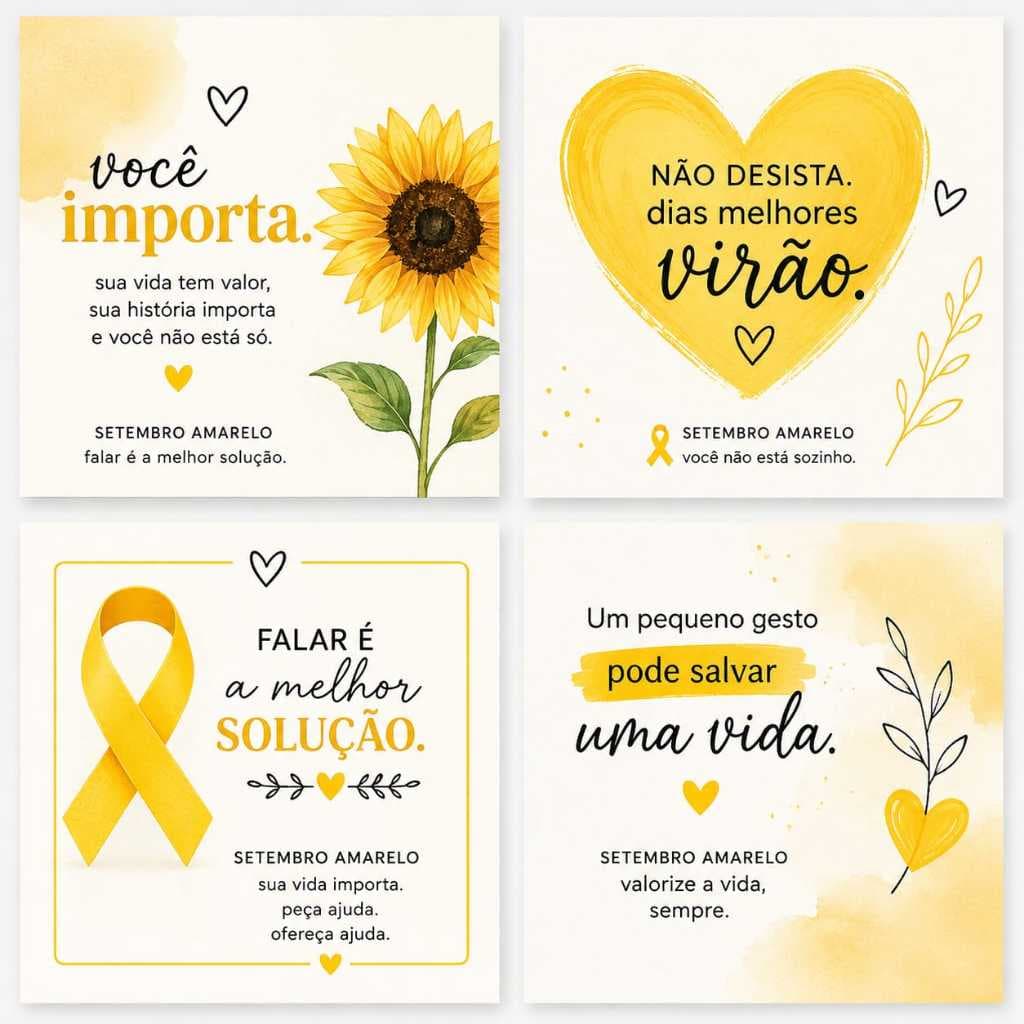 50/100/150 Mini Cartões Setembro Amarelo 5x5 | Mimo e Lembrancinha para Campanha | Brinde pra Clientes