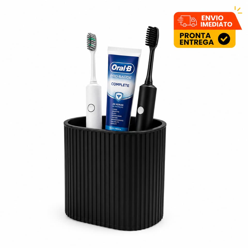 Porta Escova de Dente Organizador Pia Banheiro Design Canelado