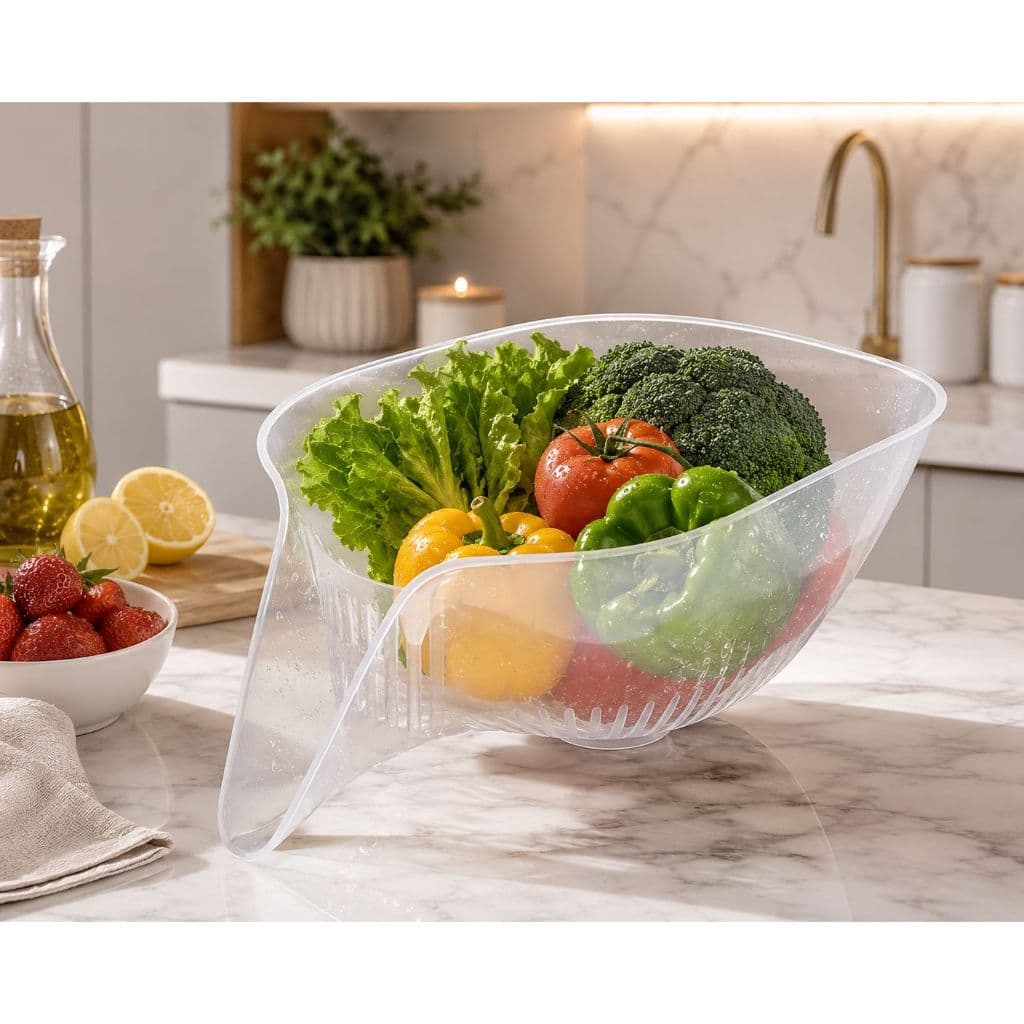 Escorredor Cesto Peneira Para Lavar Alimentos,Arroz Massas Frutas Legumes Verduras Multiuso com Bico,de Fácil Limpeza