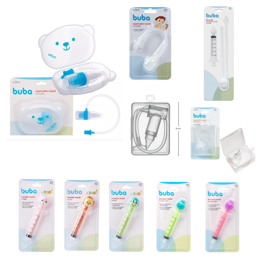 Aspirador Nasal Buba Transparente Com Sucção Para Nariz Entupido Bebe