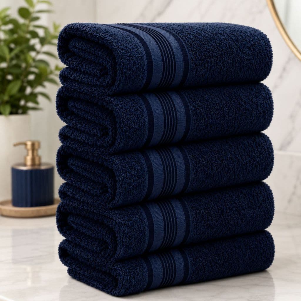 Kit 5 Toalhas de Banho Azul 100% Algodão Jogo Banhão Premium Macia Alta Absorção Toalha Luxo Gigante 75x180cm