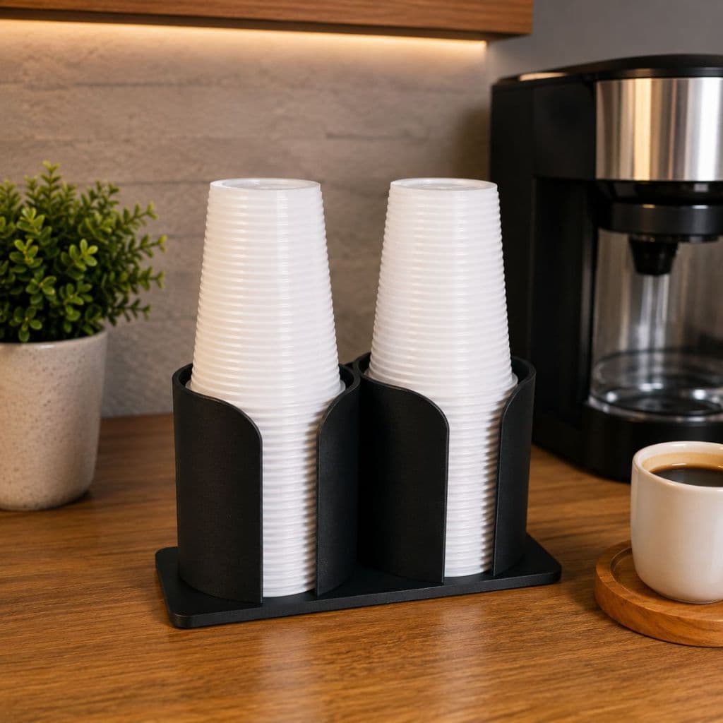 Suporte Duplo para Copos Descartáveis 200ml Organizador Porta Copos Café  Escritório Bancada Moderno