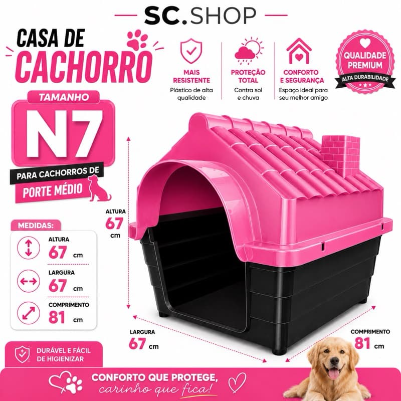 Casinha Plástica Casa Cachorro Resistente Porte Médio Conforto e Proteçao Para Seu Pet Seu Animal