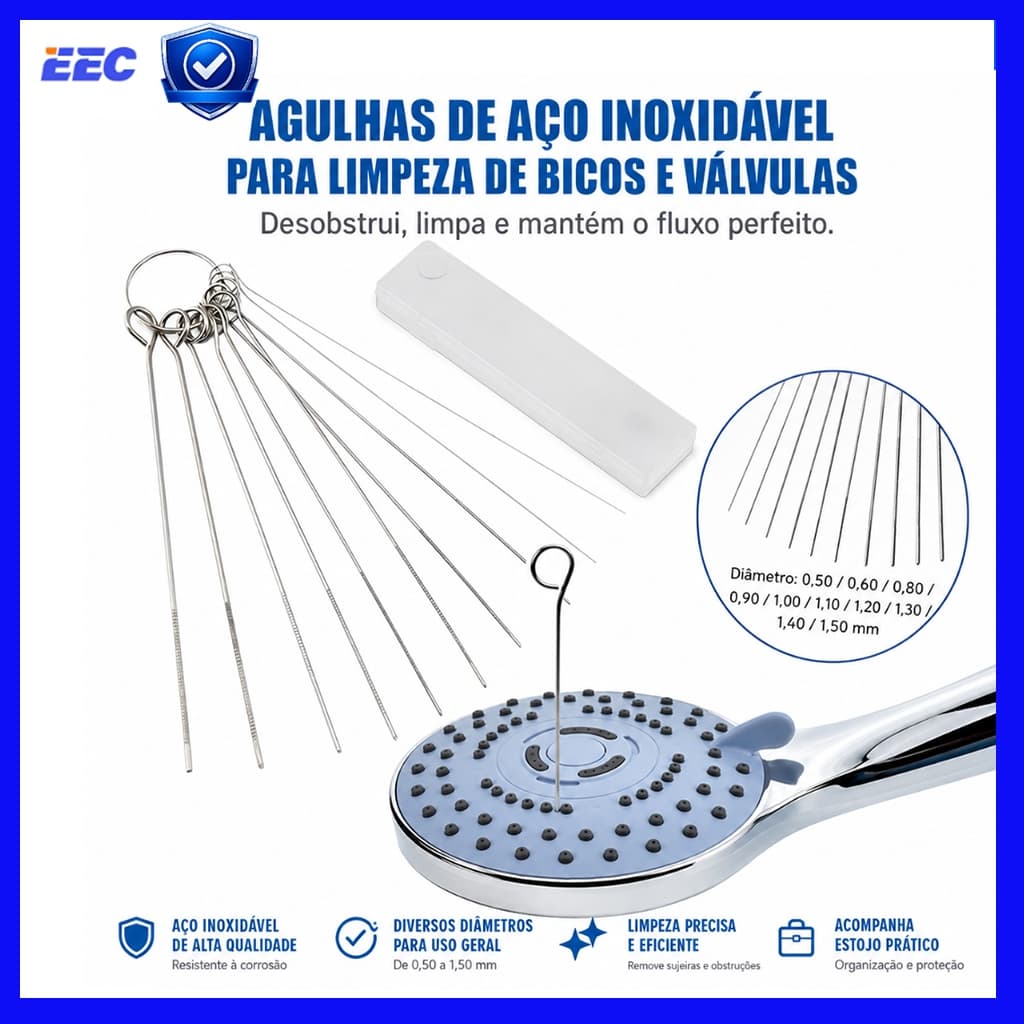 Kit 10/20 Shower Brush Mini Multifunctional Cell Phone Cleaner Agulhas de Limpeza em Aço Inoxidável Desentupidor